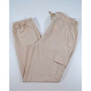 Nwt's Love Tree Britt Satin Beige Cargo Pants Womens Size‎ M Pockets Drawstring